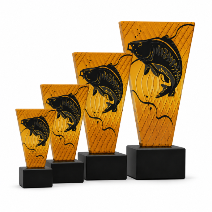 Trofeum szklane V-Line VL1/FIS2/BK – wędkarstwo, karp, 4 rozmiary (15–22,5 cm) – zdjęcie 2