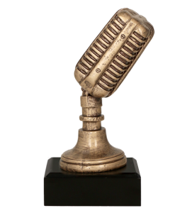 Figurka odlewana w kolorze brązu RFST2079/BR – muzyka, mikrofon, 17 cm – zdjęcie 2