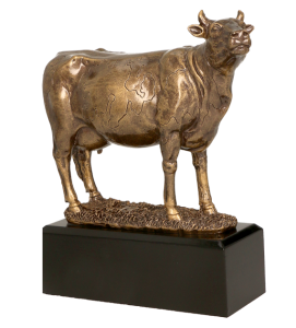 Figurka odlewana w kolorze brązu RFST2076/BR – rolnictwo, krowa, 22,5 cm – zdjęcie 2