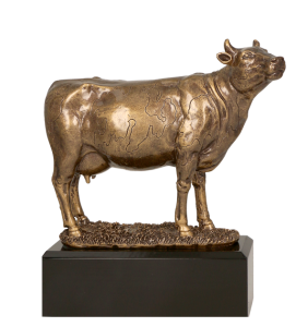 Figurka odlewana w kolorze brązu RFST2076/BR – rolnictwo, krowa, 22,5 cm – zdjęcie 3