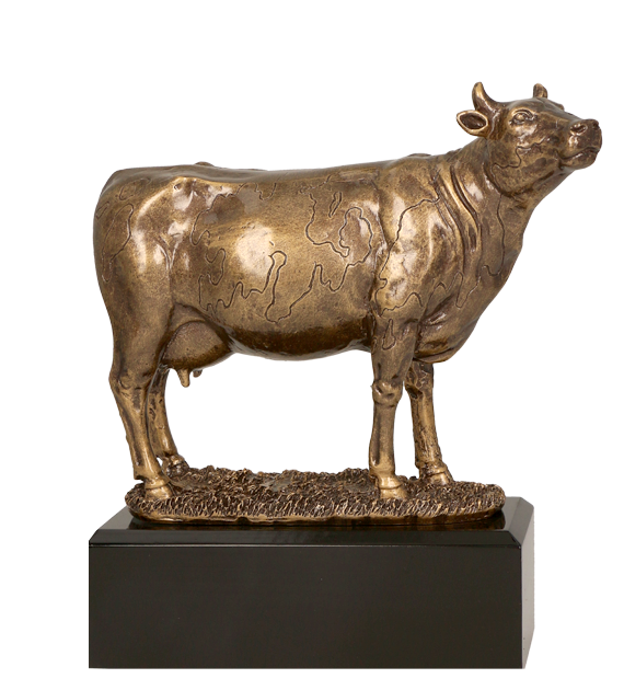 Figurka odlewana w kolorze brązu RFST2076/BR – rolnictwo, krowa, 22,5 cm – zdjęcie 3