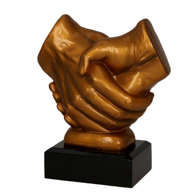 Figurka odlewana złota RFST2089/G – uścisk dłoni, 17 cm – zdjęcie 2