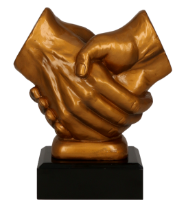 Figurka odlewana złota RFST2089/G – uścisk dłoni, 17 cm – zdjęcie 3