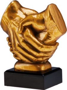 Figurka odlewana złota RFST2089/G – uścisk dłoni, 17 cm – zdjęcie 4