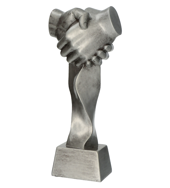 Figurka odlewana srebrna RFST3019/S – uścisk dłoni, 24 cm – zdjęcie 2