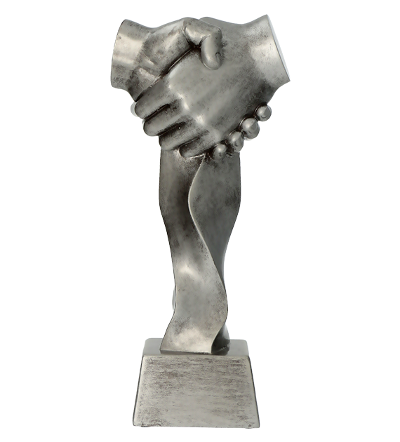 Figurka odlewana srebrna RFST3019/S – uścisk dłoni, 24 cm – zdjęcie 3