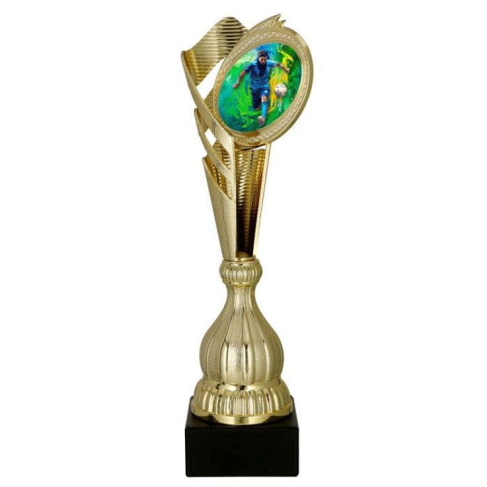 Puchar plastikowy złoty 7249/SOC4 – piłka nożna, 3 rozmiary (30,5–37 cm) – zdjęcie 2