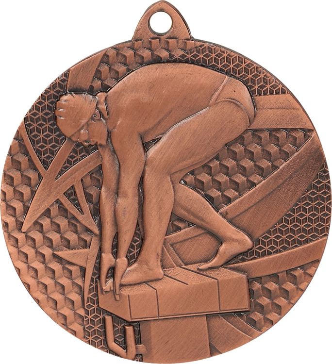 Medal stalowy złoty MMC7450/G – pływanie, Ø 50 mm – zdjęcie 3