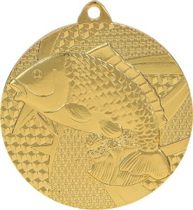 Medal stalowy brązowy MMC7950/B – wędkarstwo, ryba, Ø 50 mm – zdjęcie 2