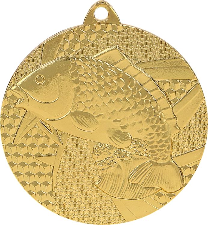 Medal stalowy brązowy MMC7950/B – wędkarstwo, ryba, Ø 50 mm – zdjęcie 2
