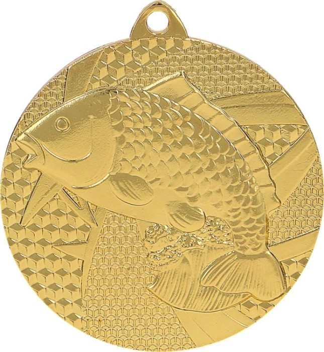 Medal stalowy złoty MMC7950/G – wędkarstwo, ryba, Ø 50 mm – zdjęcie 2