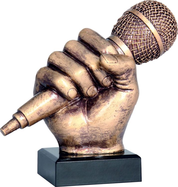 Figurka odlewana w kolorze brązu RFST2074-14/BR – muzyka, mikrofon, 14 cm – zdjęcie 3