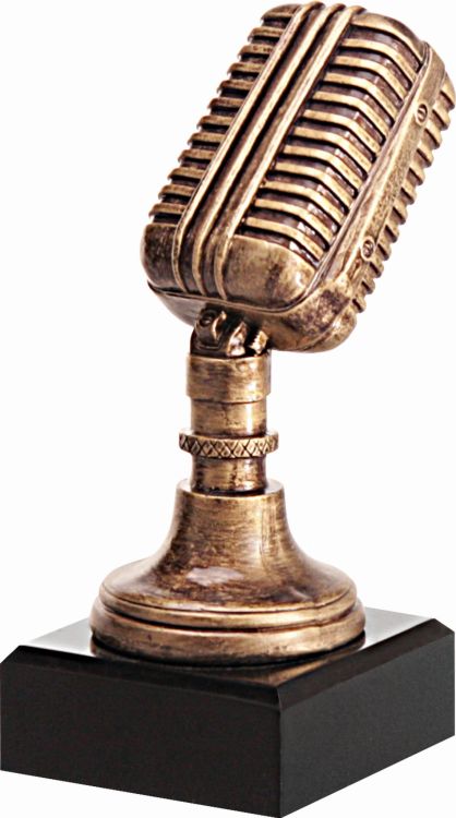 Figurka odlewana w kolorze brązu RFST2079/BR – muzyka, mikrofon, 17 cm – zdjęcie 3