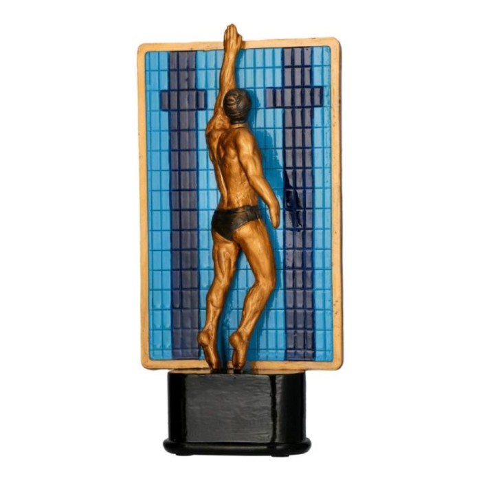 Figurka odlewana w kolorze brązu RFST3064/BR/BL – pływanie, 23 cm – zdjęcie 2